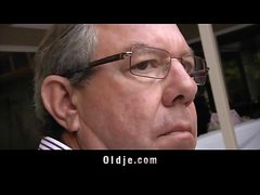 Sexy cute teeny fucks oldman in the garden